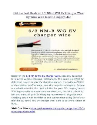 NM-B WG EV Charger Wire