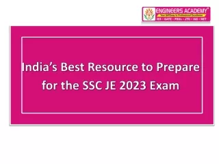 India's  best Resource to prepare for the SSC JE 2023 exam
