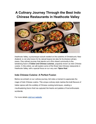 A Culinary Journey Through the Best Indo Chinese Restaurants in Heathcote Valley