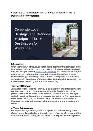 celebrate love heritage and grandeur at jaipur