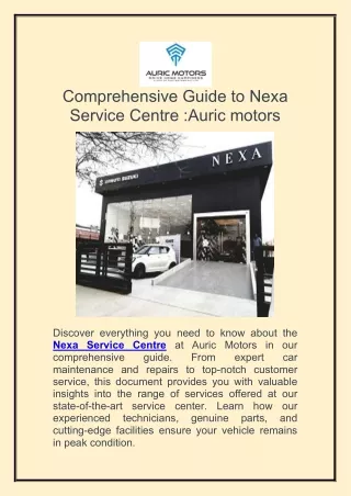 Comprehensive Guide to Nexa Service Centre :Auric motorsent1