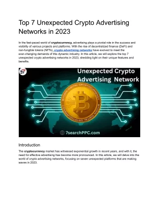 Top 7 Unexpected Crypto Advertising Networks in 2023