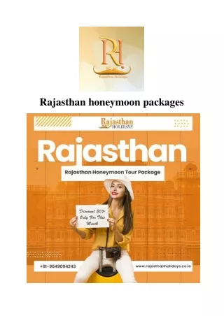 Best Rajasthan Honeymoon Packages | Rajasthan Holidays