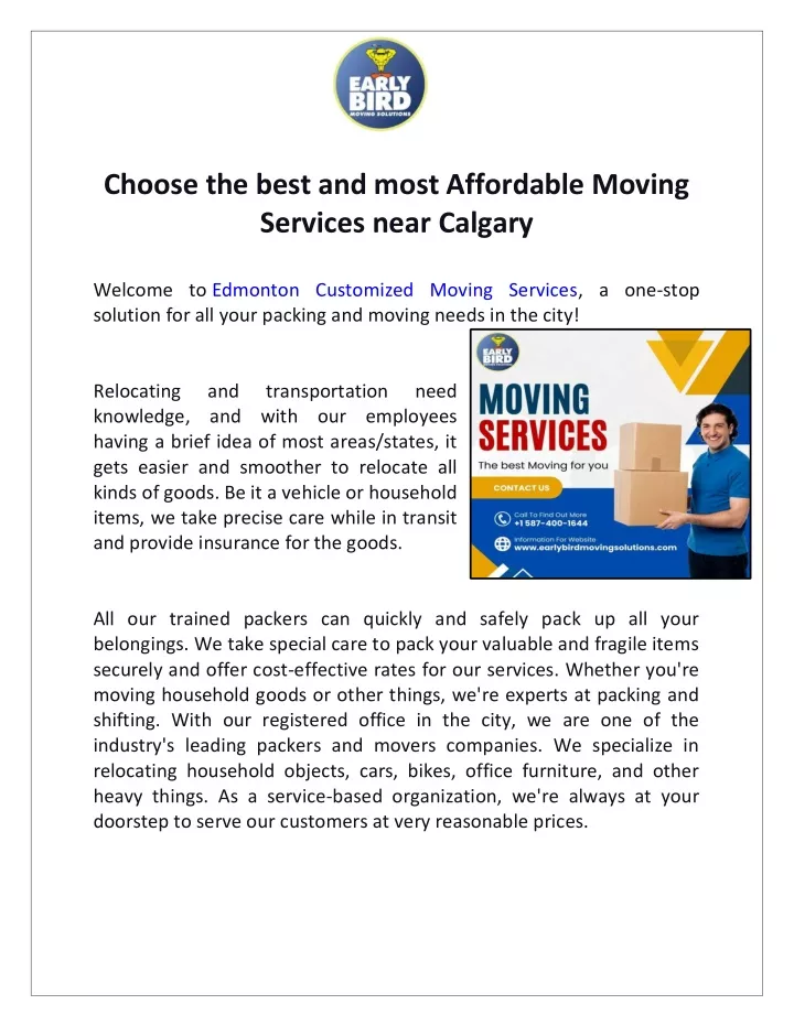 choose the best and most affordable moving