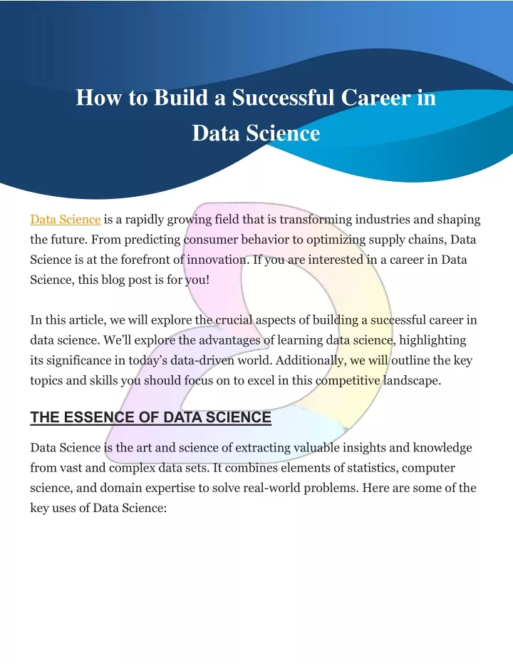 how to build a successful career in data science