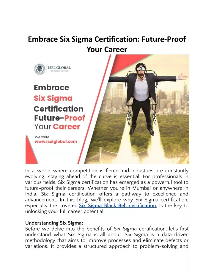 embrace six sigma certification future proof your
