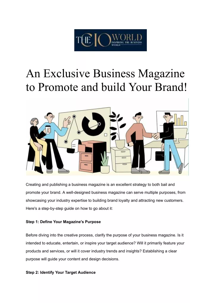 an exclusive business magazine to promote
