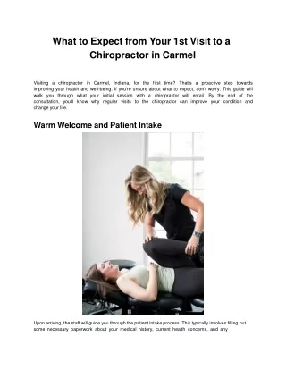 What to Expect from Your 1st Visit to a Chiropractor in Carmel