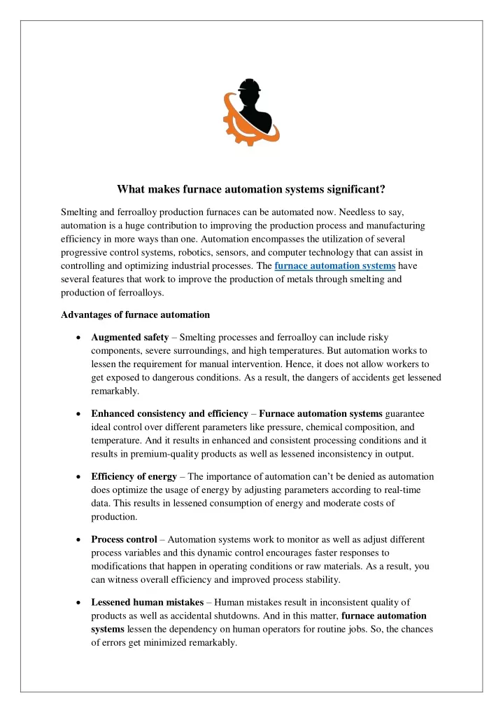 what makes furnace automation systems significant