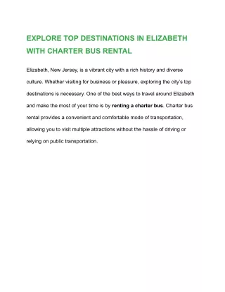 explore top destinations in elizabeth