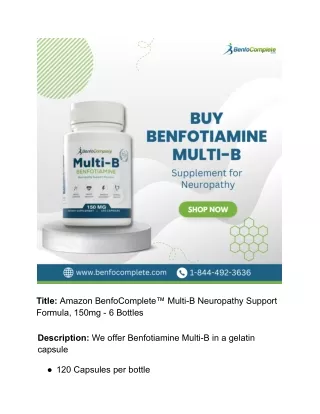Amazon BenfoComplete™ Multi-B Neuropathy Support Formula, 150mg - 6 Bottles
