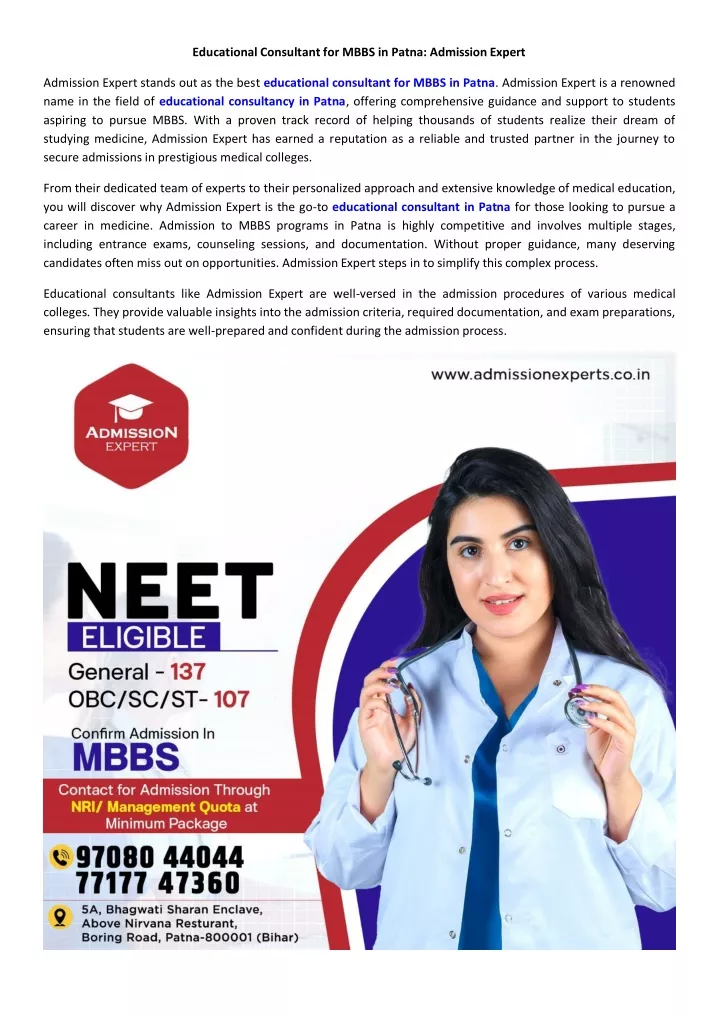educational consultant for mbbs in patna