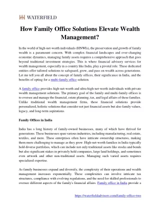 How Family Office Solutions Elevate Wealth Management