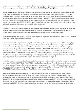 Kepanjangan Dari Togel Waktogel Official - Wak Togel Situs Slot Gacor Dan Bandar