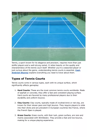 Capt. Ambrish Sharma | Everything You Need to Know About Tennis Courts