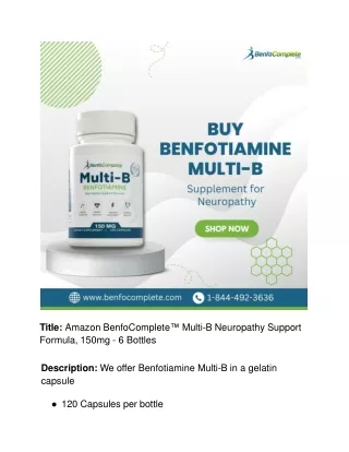 Amazon BenfoComplete™ Multi-B Neuropathy Support Formula, 150mg - 6 Bottles