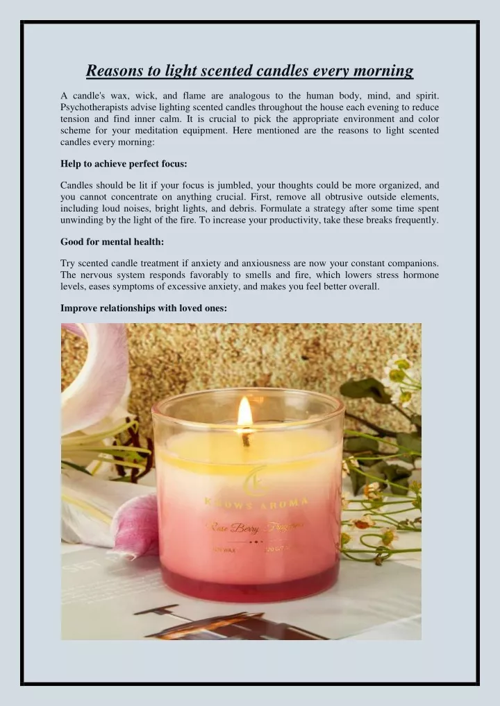 reasons to light scented candles every morning