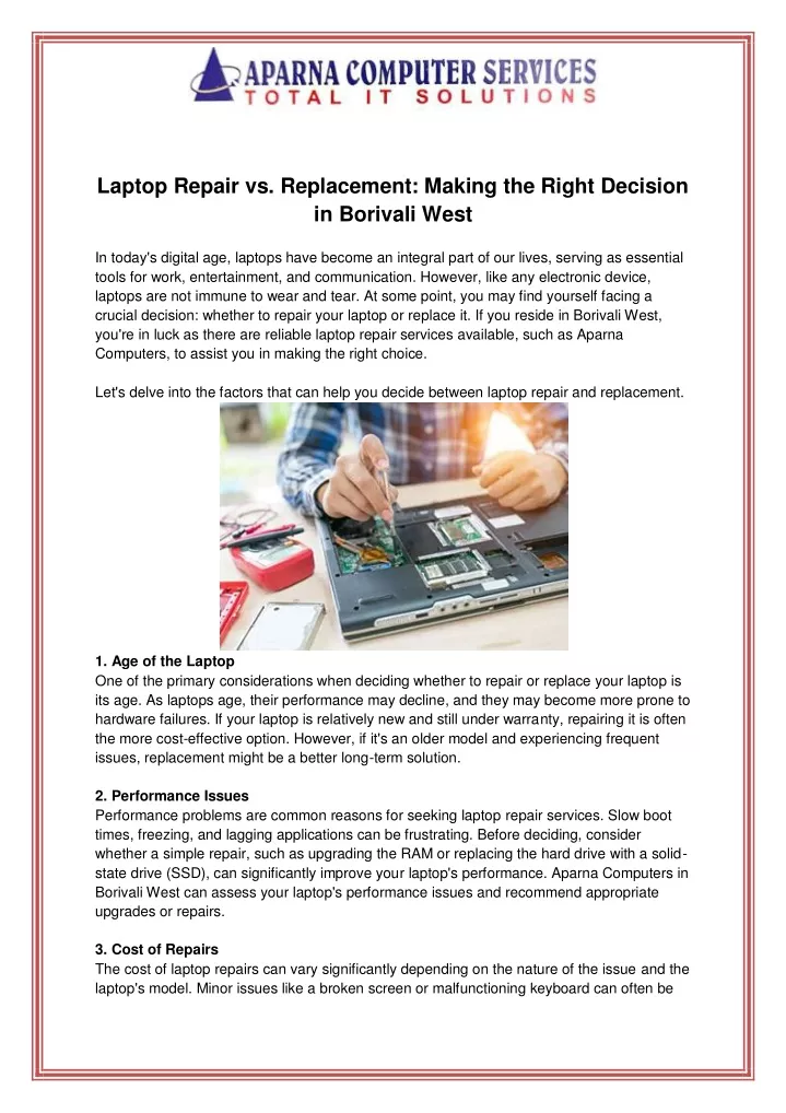 laptop repair vs replacement making the right
