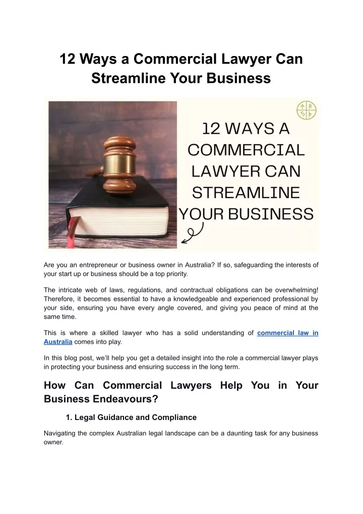 12 ways a commercial lawyer can streamline your