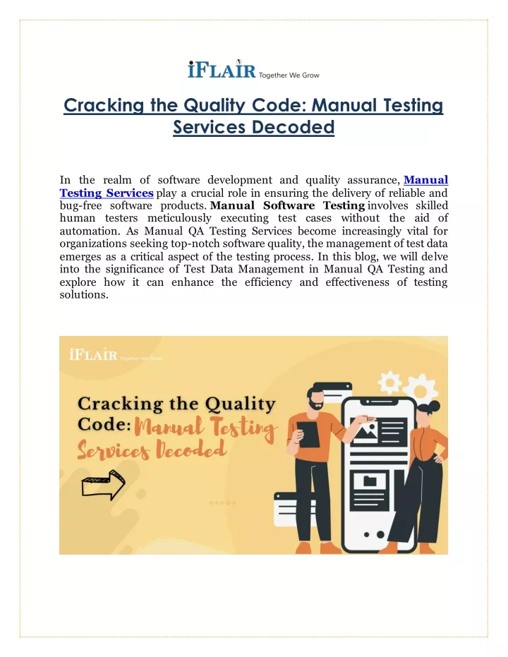 cracking the quality code manual testing services