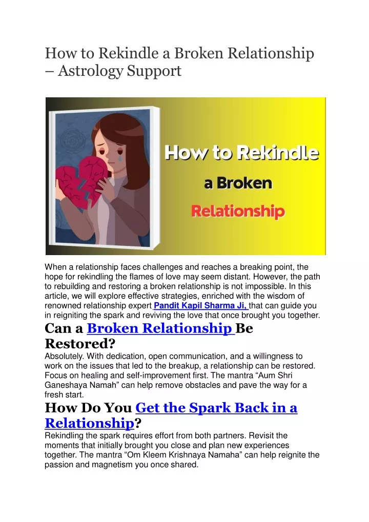 how to rekindle a broken relationship