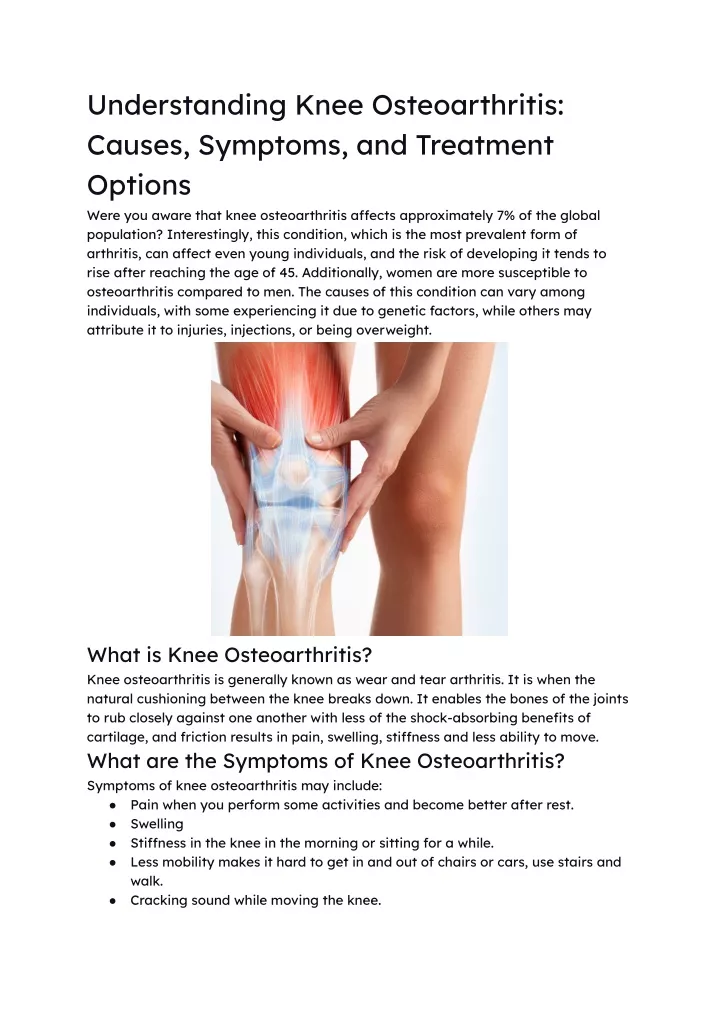 understanding knee osteoarthritis causes symptoms