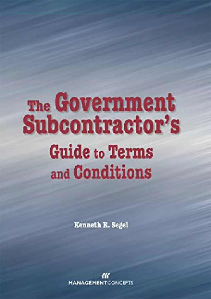 the government subcontractor s guide to terms