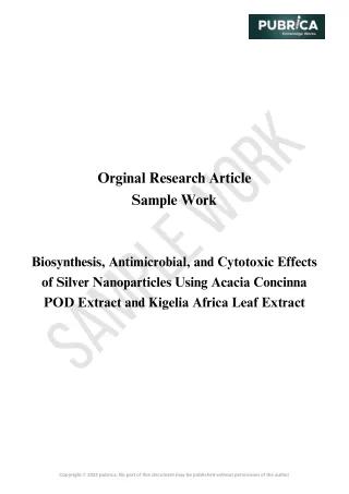 Original research article | Antimicrobial | Cytotoxic | Silver nanoparticles
