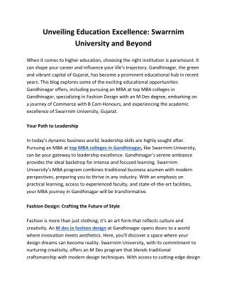 unveiling education excellence swarrnim
