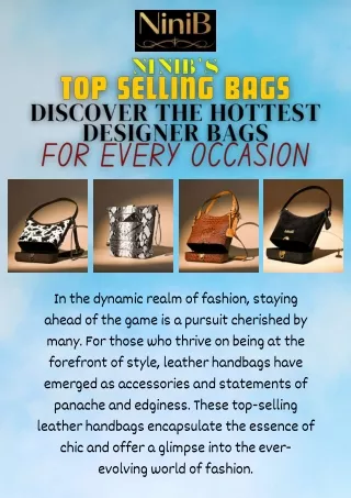 Ninib’s Top Selling bags Discover the Hottest Designer Bags for Every Occasion