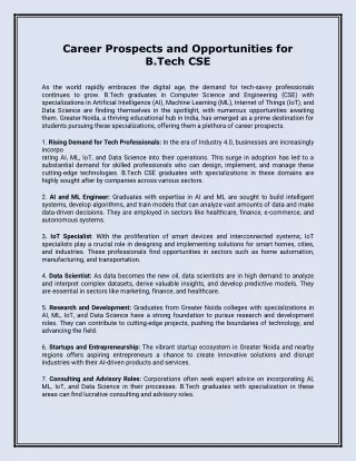 Career Prospects and Opportunities for B.Tech CSE