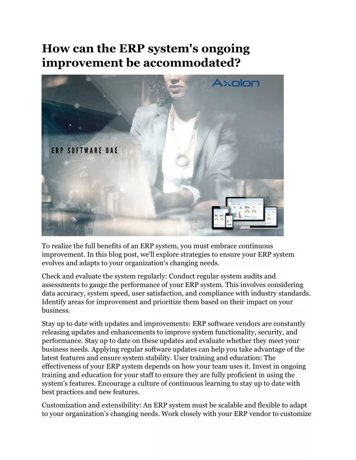 how can the erp system s ongoing improvement