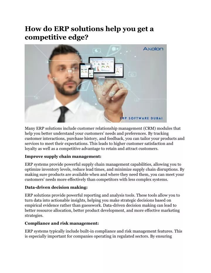 how do erp solutions help you get a competitive