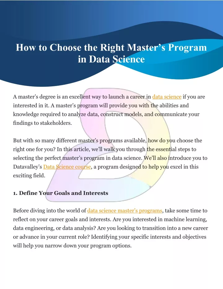how to choose the right master s program in data