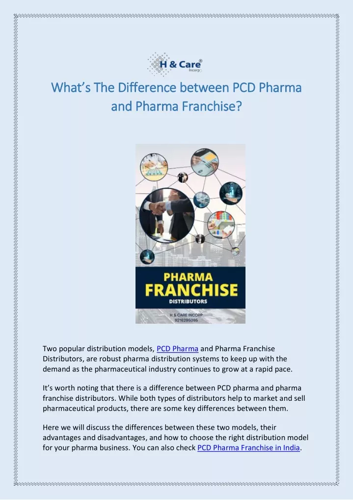 what s the difference between pcd pharma what