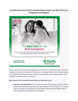 Fortis Hospital: Top Maternity Care in Greater Noida