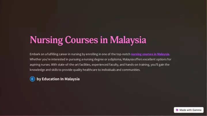 nursing courses in malaysia