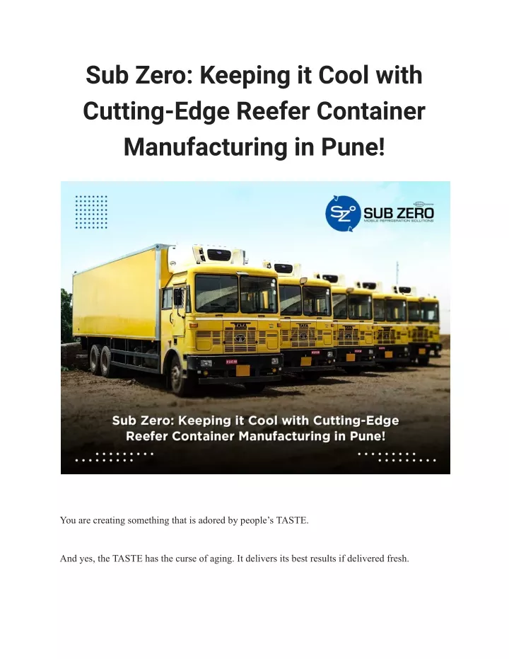 sub zero keeping it cool with cutting edge reefer