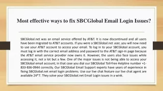 How to Fix SBCGlobal Email Login Problems?  1(833)836-0944