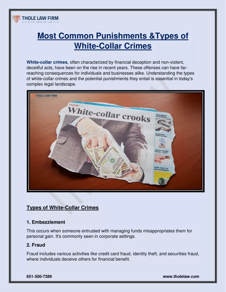 most common punishments types of white collar