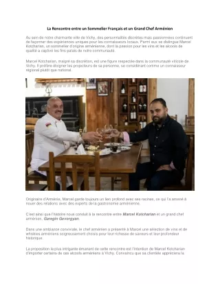 La Rencontre entre un Sommelier Français et un Grand Chef Arménien