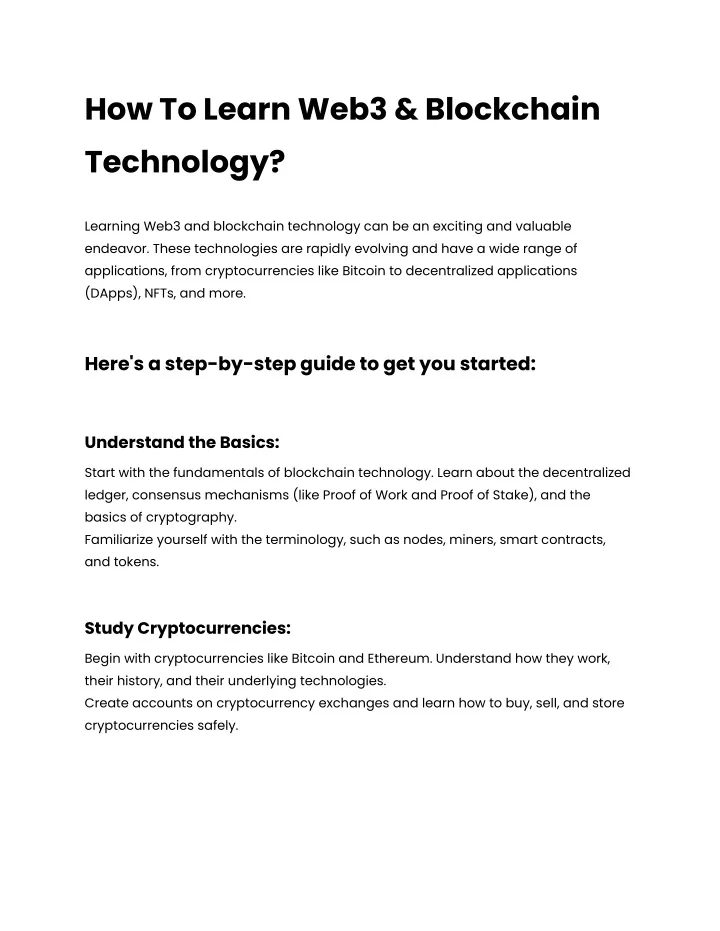 how to learn web3 blockchain technology