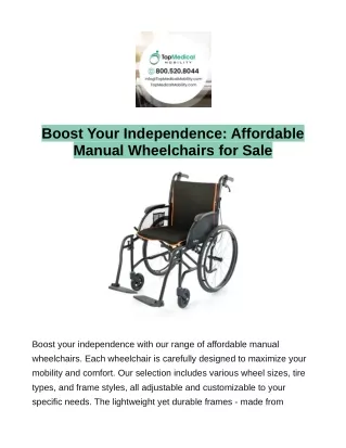 Boost Your Independence: Affordable Manual Wheelchairs for Sale