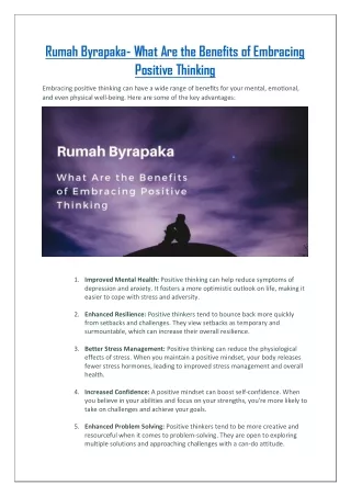 Rumah Byrapaka- What Are the Benefits of Embracing Positive Thinking
