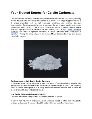Your Trusted Source for Calcite Carbonate