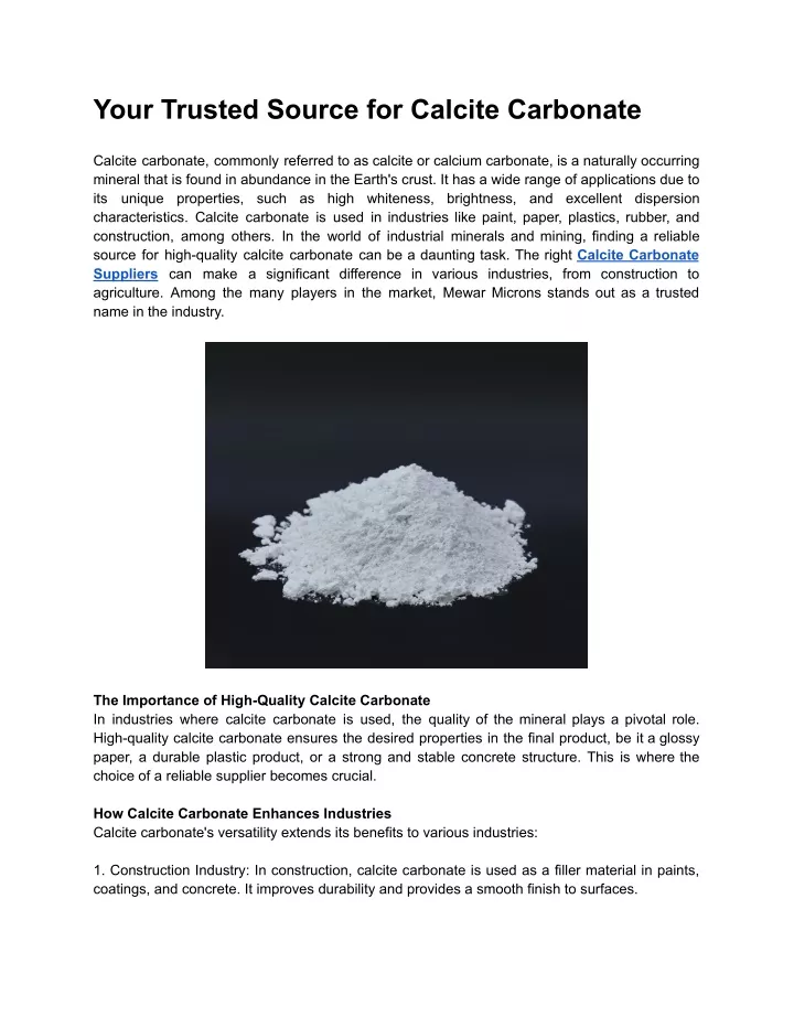 your trusted source for calcite carbonate