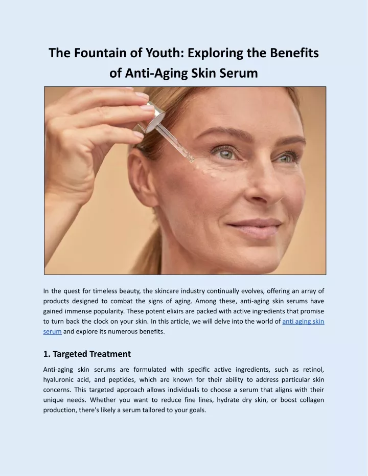 the fountain of youth exploring the benefits