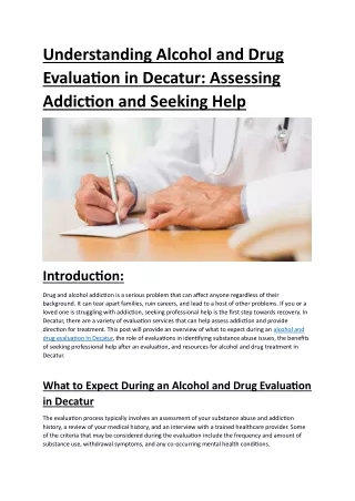 Why Do You Need to Undergo an Alcohol and Drug Evaluation in Atlanta, Decatur