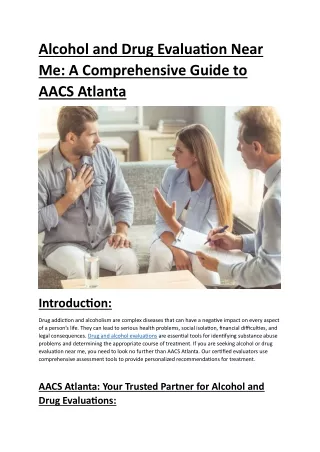 Understanding Alcohol and Drug Evaluation in Atlanta, Decatur & Marietta-GA