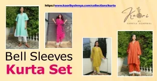Elevate Your Style with our Trendy Bell Sleeves Kurta Set Collection!